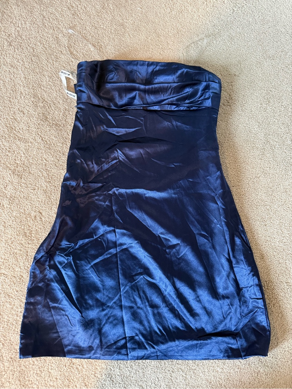 Strapless Satin Cocktail Dress - Navy